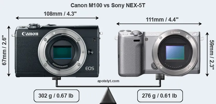 Size Canon M100 vs Sony NEX-5T