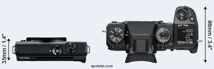 Compare M200 versus X-H1 top