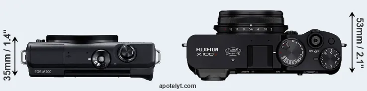 Compare M200 versus X100V top