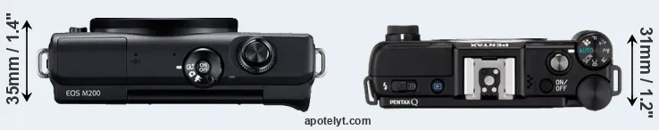 Compare M200 versus Pentax Q top