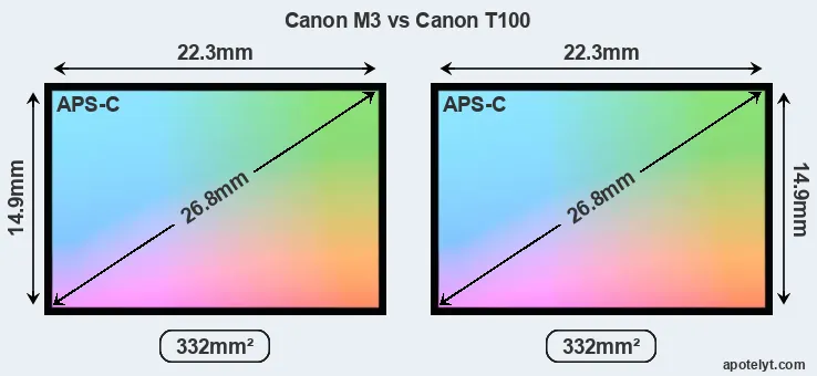 Canon M3 and Canon T100 sensor measures