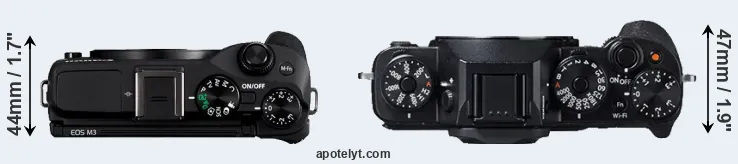 Compare M3 versus X-T1 top