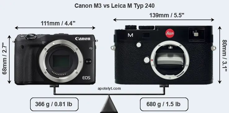 Size Canon M3 vs Leica M Typ 240