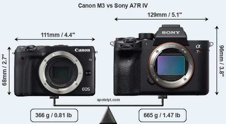 Size Canon M3 vs Sony A7R IV