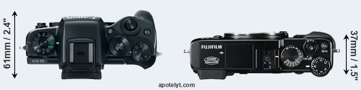Compare M5 versus X-E2 top