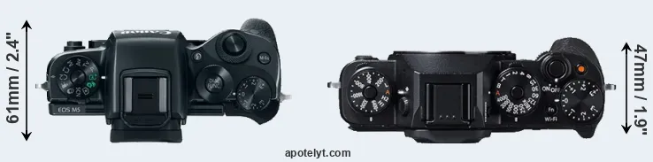 Compare M5 versus X-T1 top