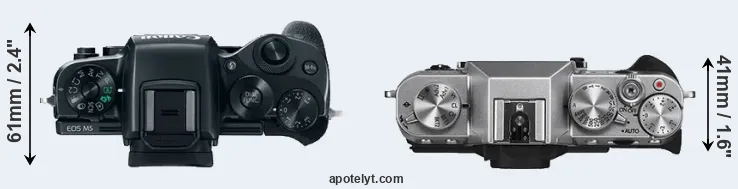 Compare M5 versus X-T10 top