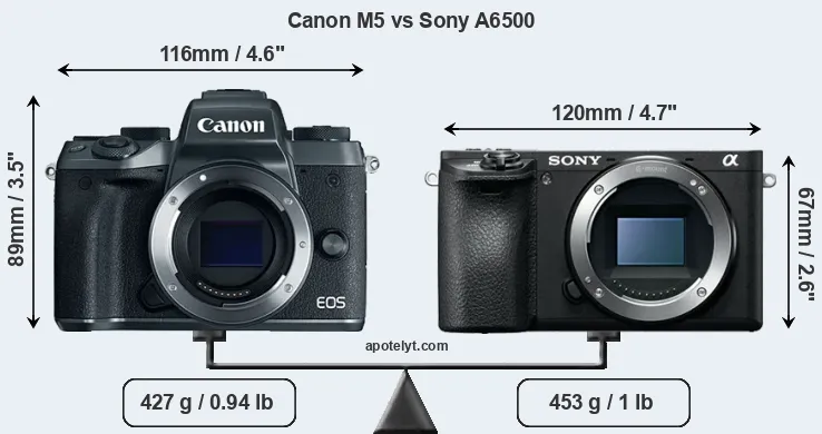 Size Canon M5 vs Sony A6500