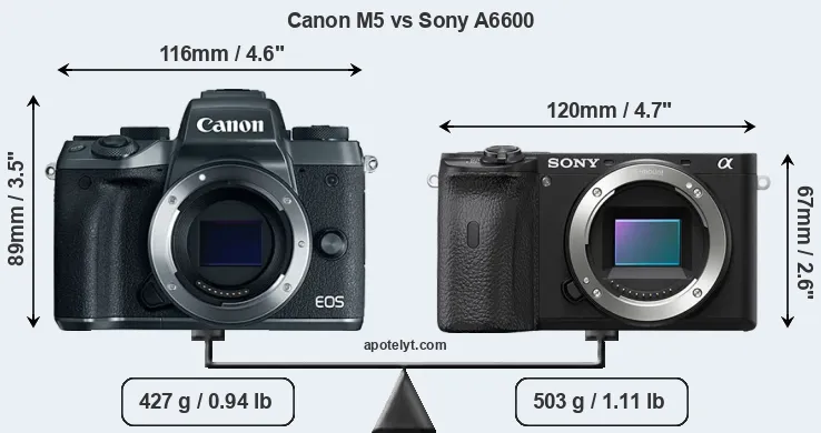 Size Canon M5 vs Sony A6600