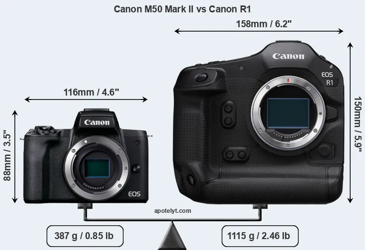 Size Canon M50 Mark II vs Canon R1