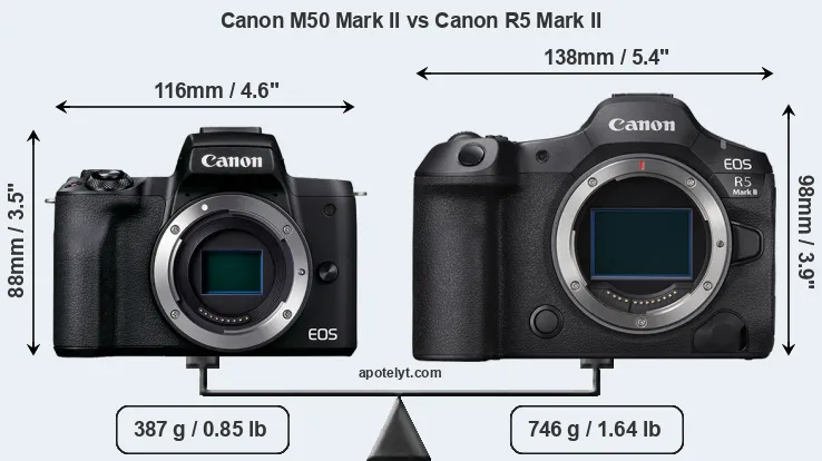 Size Canon M50 Mark II vs Canon R5 Mark II