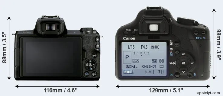 Comparison M50 Mark II or T1i rear