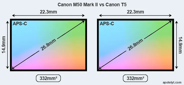 Canon M50 Mark II and Canon T5 sensor measures