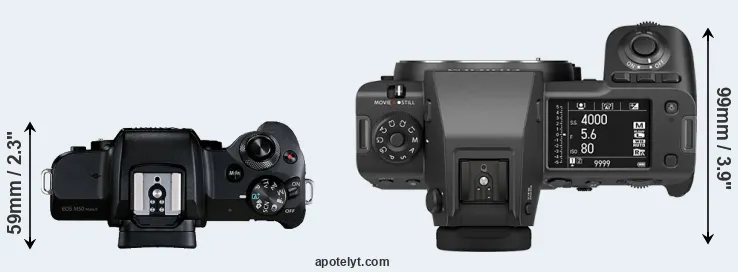 Compare M50 Mark II versus GFX 100 II top