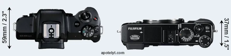 Compare M50 Mark II versus X-E2 top