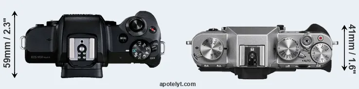 Compare M50 Mark II versus X-T10 top