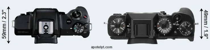 Compare M50 Mark II versus X-T2 top