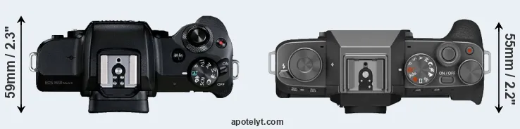 Compare M50 Mark II versus X-T200 top