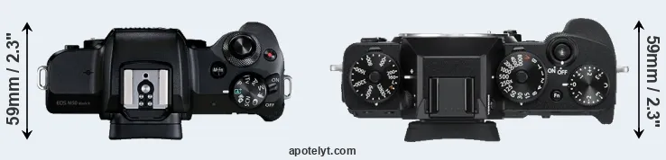 Compare M50 Mark II versus X-T3 top