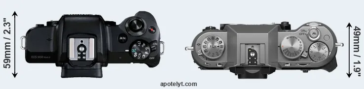 Compare M50 Mark II versus X-T50 top