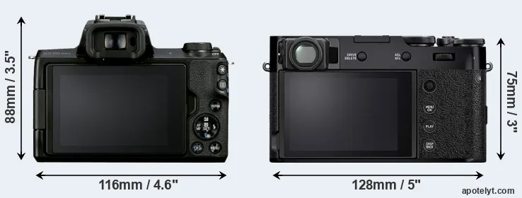 Comparison M50 Mark II or X100V rear
