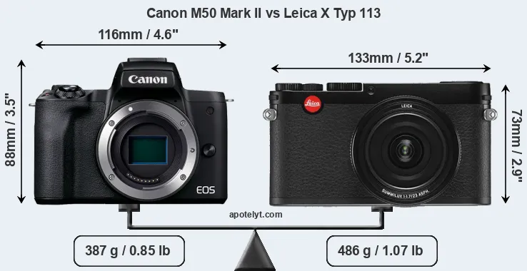 Size Canon M50 Mark II vs Leica X Typ 113