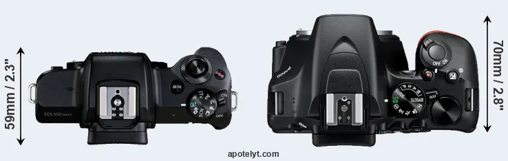 Compare M50 Mark II versus D3500 top