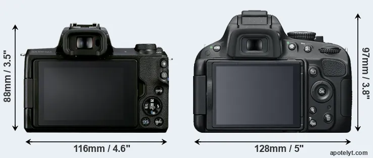 Comparison M50 Mark II or D5100 rear