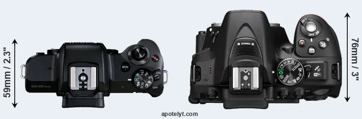 Compare M50 Mark II versus D5300 top