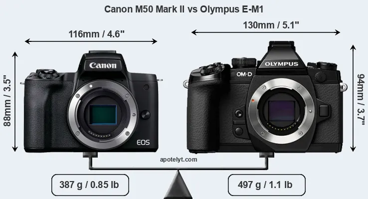 Size Canon M50 Mark II vs Olympus E-M1