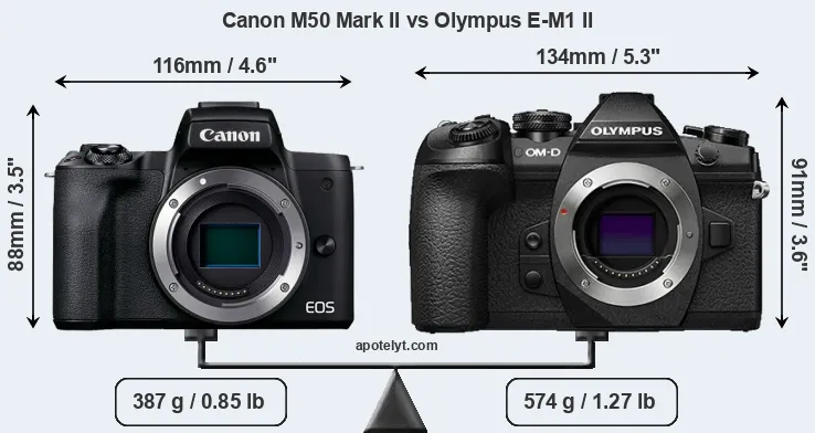 Size Canon M50 Mark II vs Olympus E-M1 II