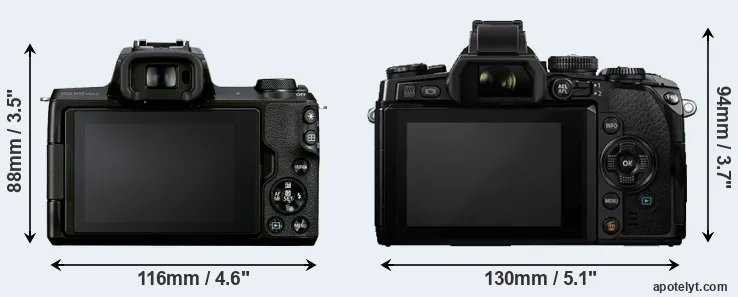 Comparison M50 Mark II or E-M1 rear