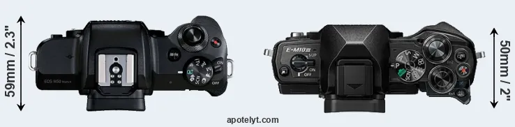 Compare M50 Mark II versus E-M10 III top