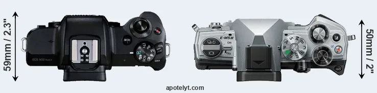 Compare M50 Mark II versus E-M5 III top