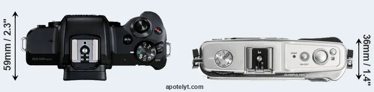 Compare M50 Mark II versus E-P1 top