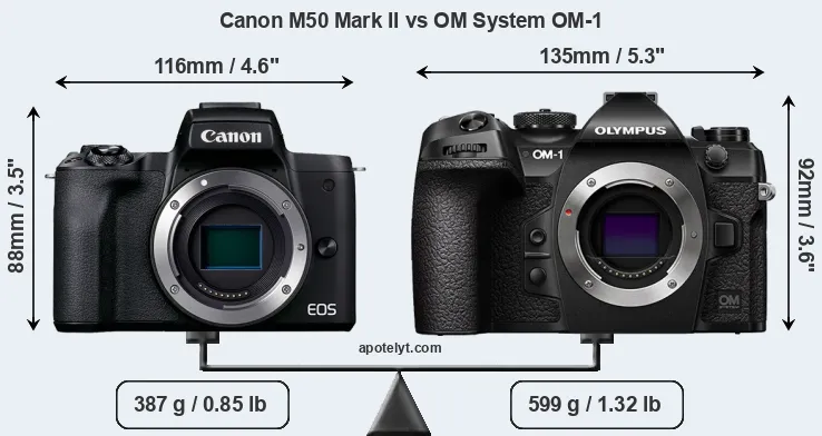 Size Canon M50 Mark II vs OM System OM-1