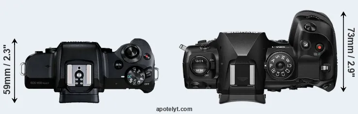 Compare M50 Mark II versus OM-1 top