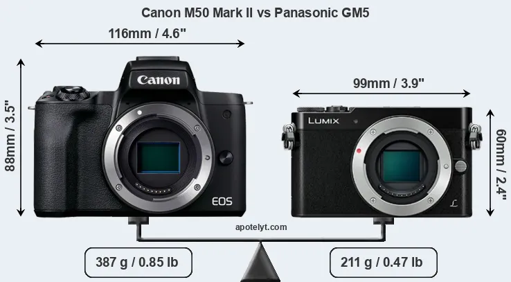 Size Canon M50 Mark II vs Panasonic GM5