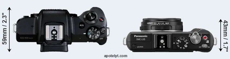 Compare M50 Mark II versus LX5 top