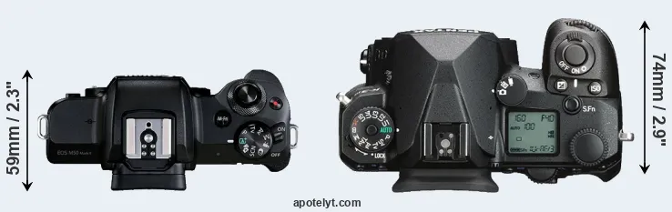 Compare M50 Mark II versus K-3 III top