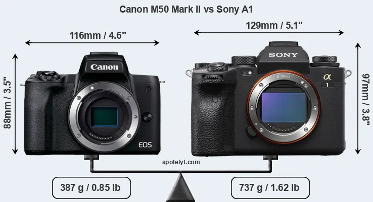 Size Canon M50 Mark II vs Sony A1