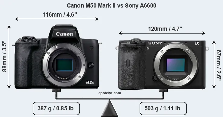 Size Canon M50 Mark II vs Sony A6600