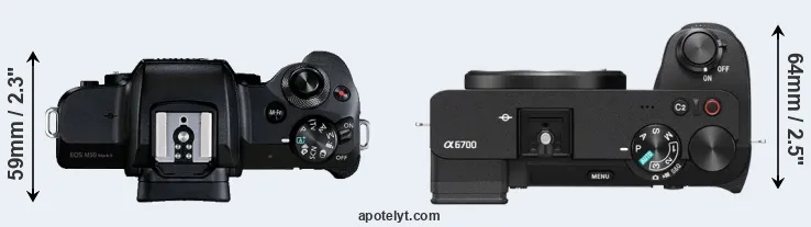 Compare M50 Mark II versus A6700 top