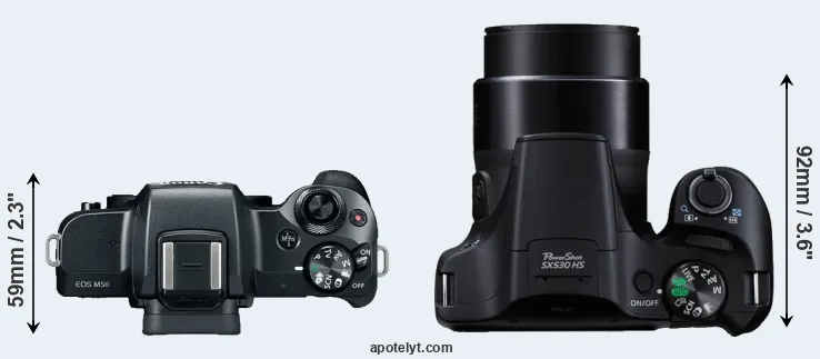 Compare M50 versus SX530 top