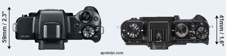 Compare M50 versus X-T20 top