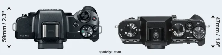 Compare M50 versus X-T30 top