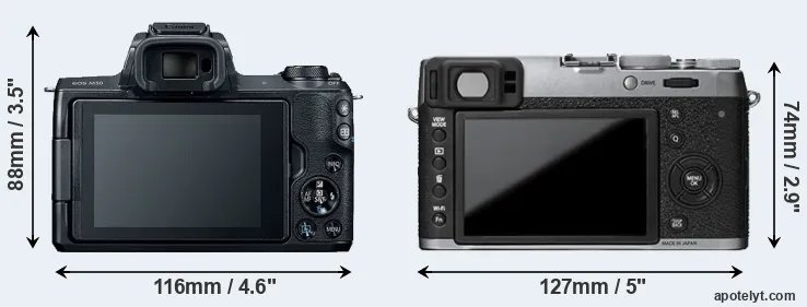 Comparison M50 or X100T rear