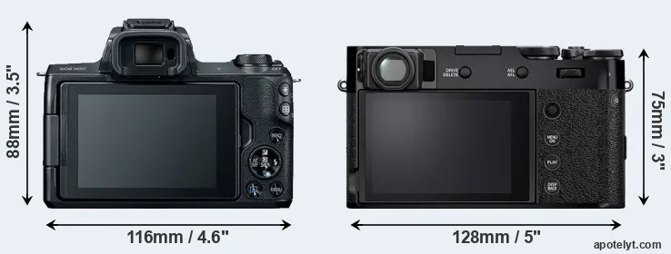 Comparison M50 or X100V rear