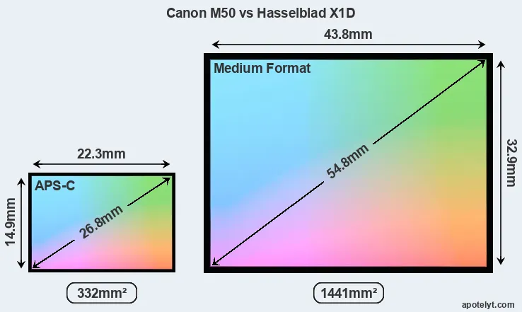 Canon M50 and Hasselblad X1D sensor measures
