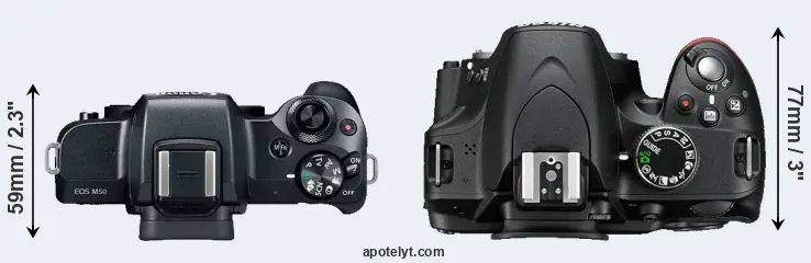 Compare M50 versus D3200 top